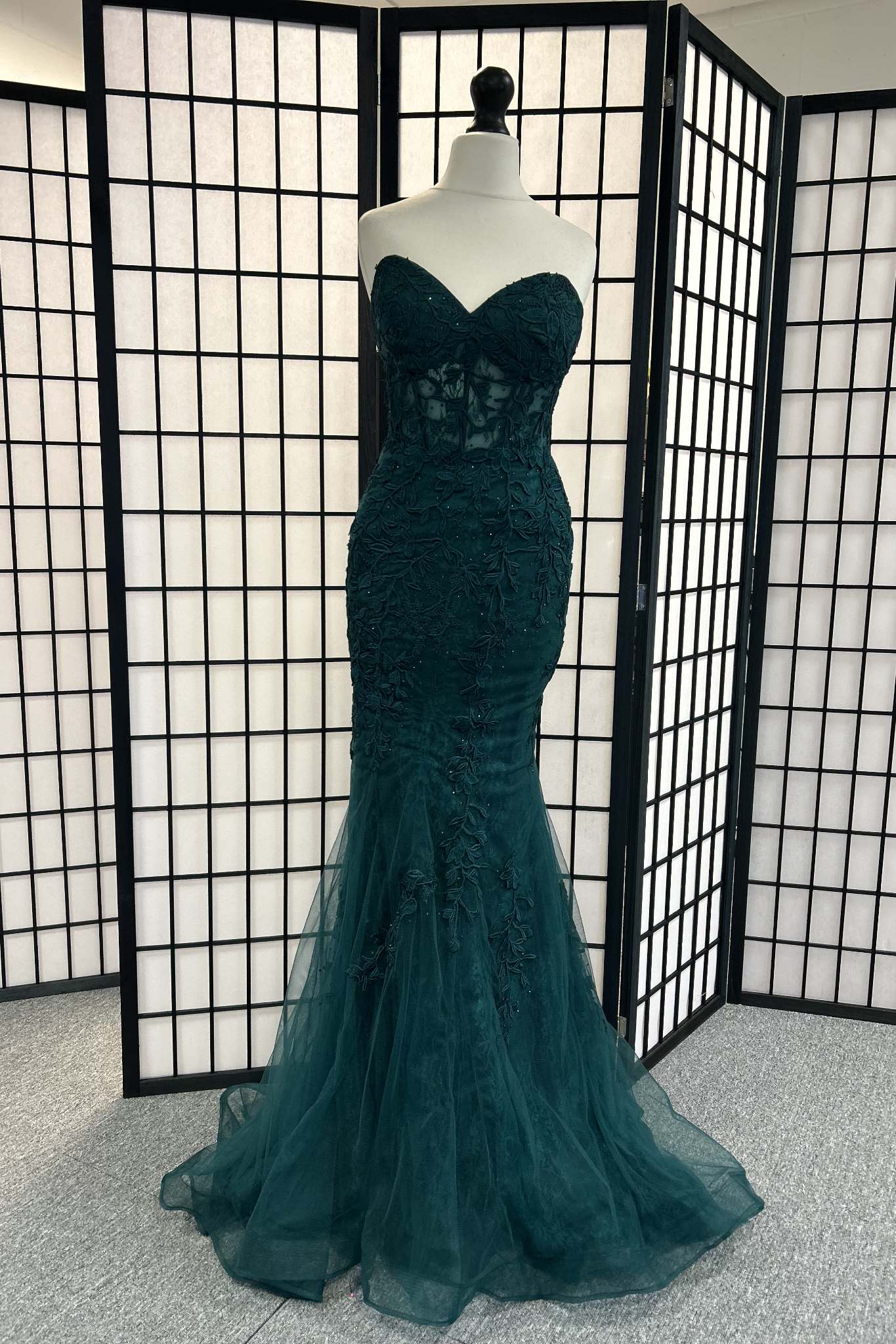 Evita London Embellished Dark Green 4