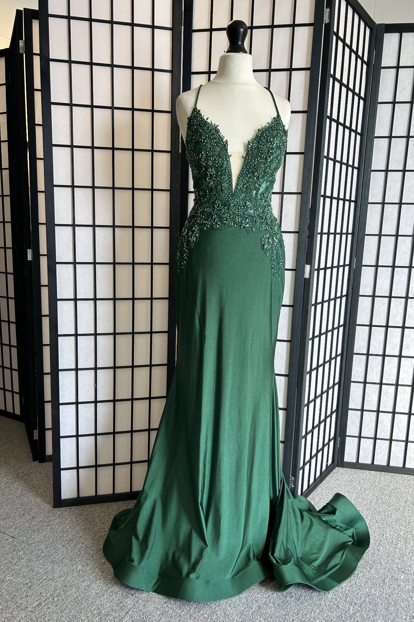 Stacees Embellished Dark Green 6